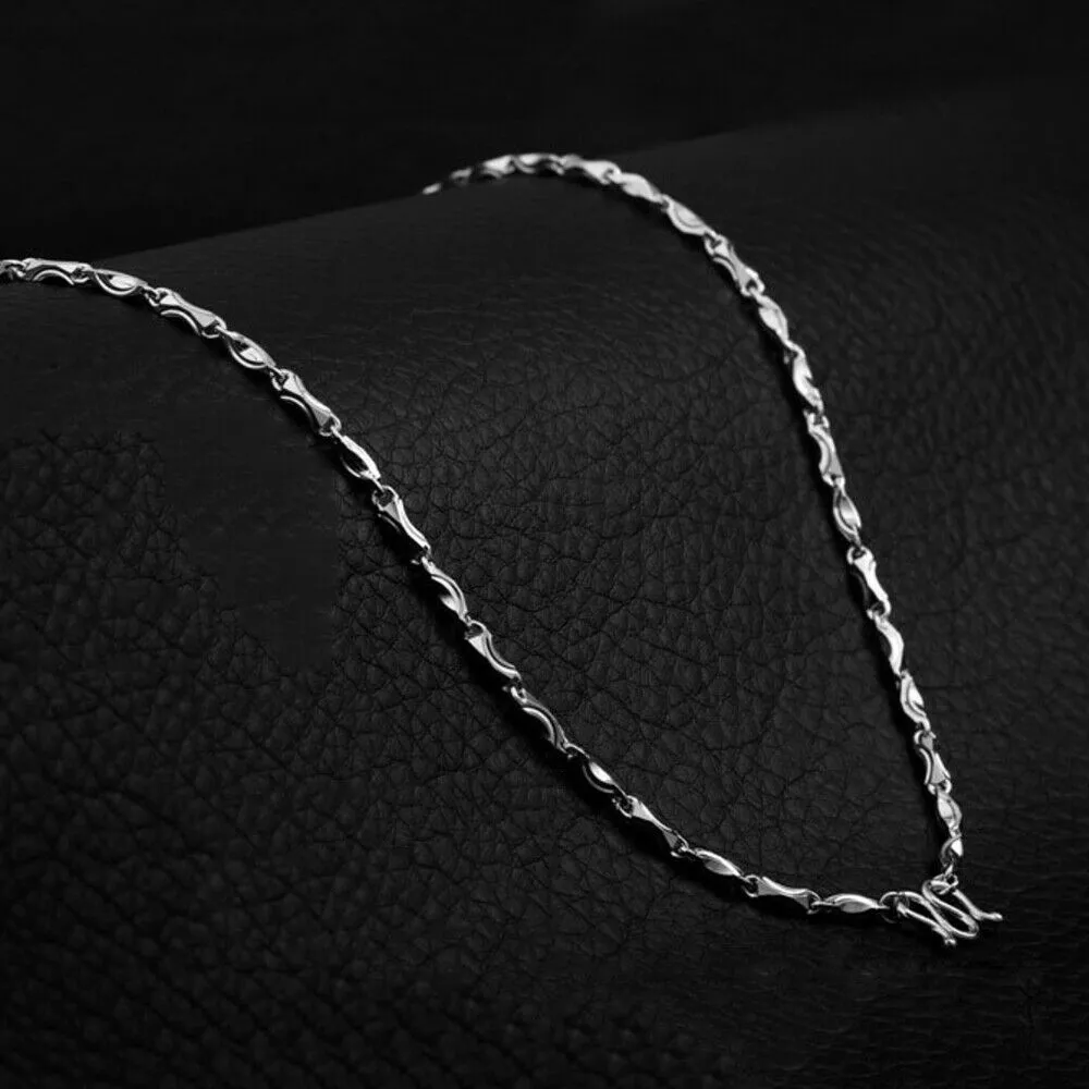 Real Solid 990 Sterling Silver Necklaces Twist Chain Platinum Plating 18"- 24"