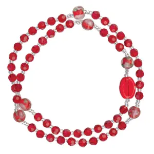 Red Genuine Crystal Twist Rosary Bracelet (4mm)