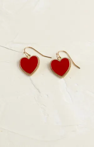 Red Heart Drop Earrings