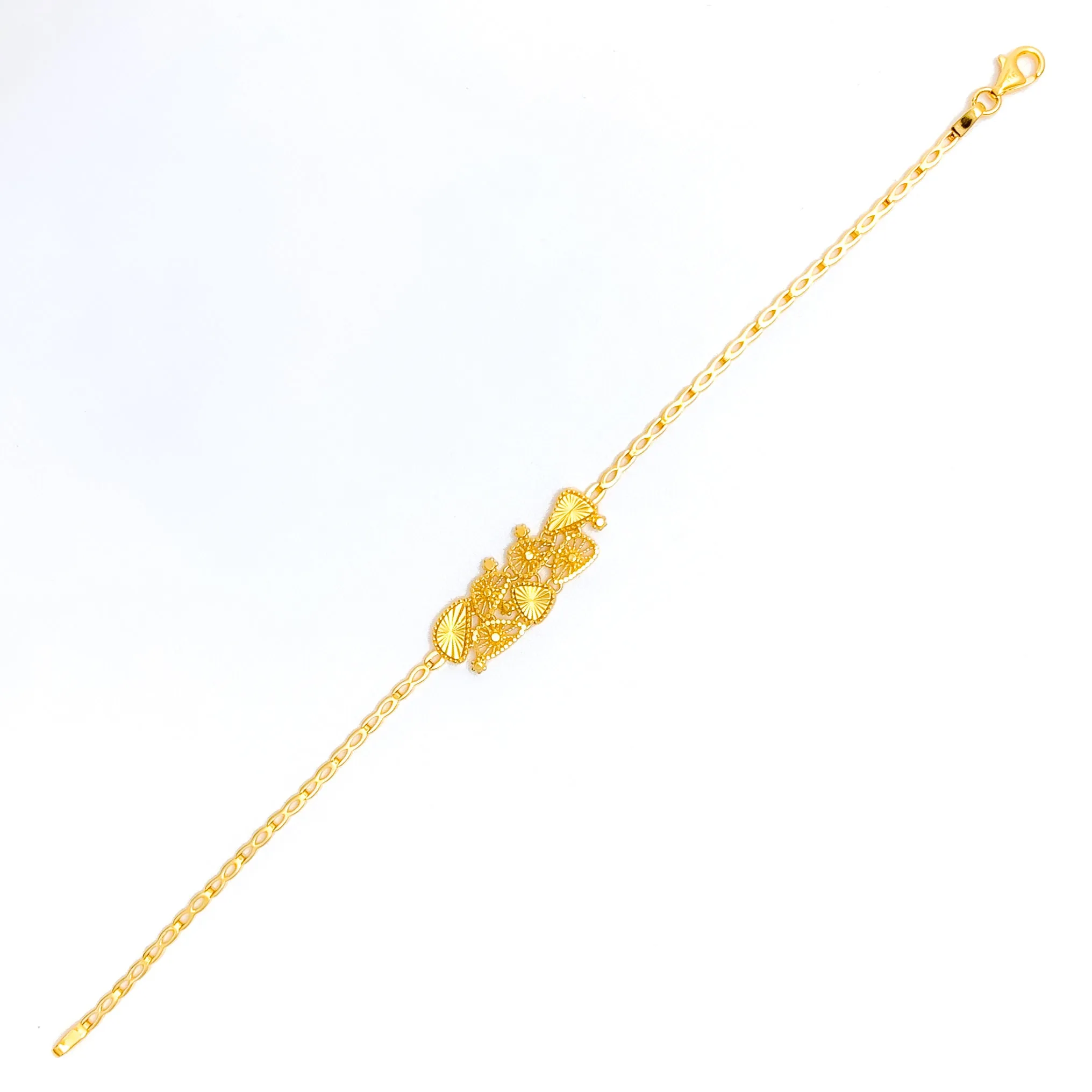 Reflective Geometric Patterned 22k Gold Bracelet
