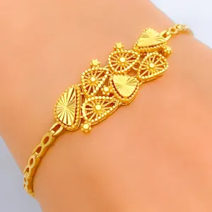 Reflective Geometric Patterned 22k Gold Bracelet