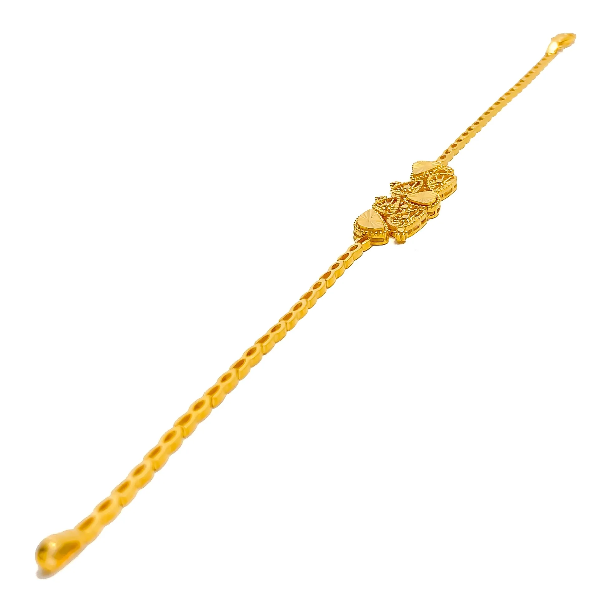 Reflective Geometric Patterned 22k Gold Bracelet