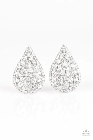 REIGN-Storm White Paparazzi Earrings
