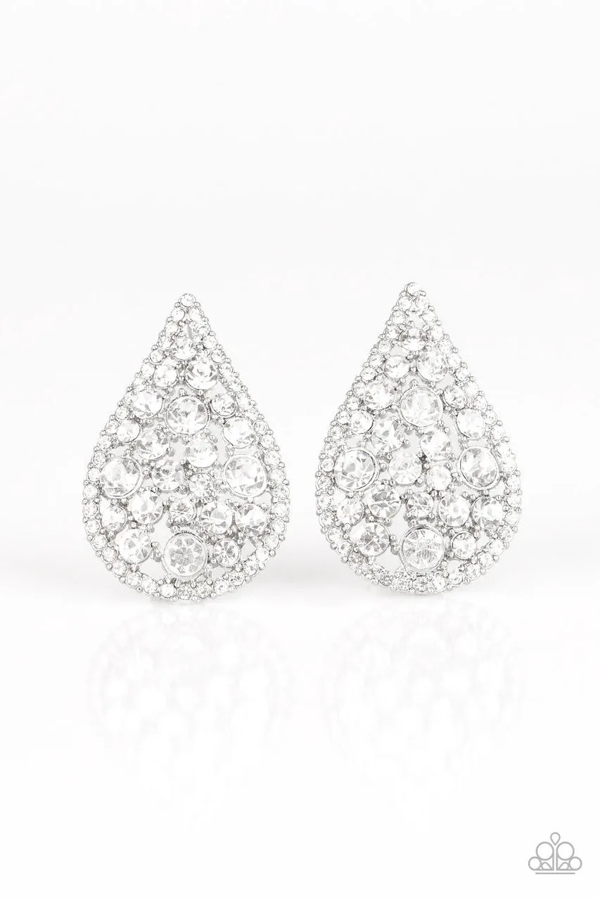 REIGN-Storm White Paparazzi Earrings