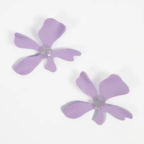 Relier Statement Violet & Opal Flower Stud