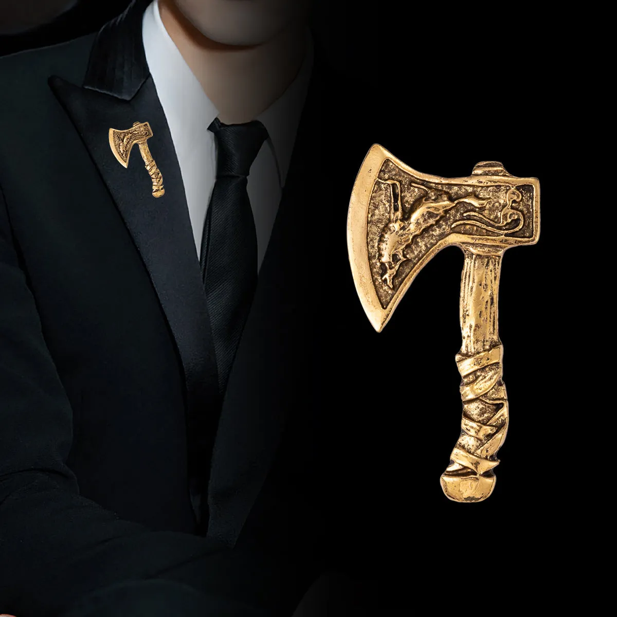 Retro Alloy Corsage Pin, Creative Battle Axe Brooch 3 Color Pack