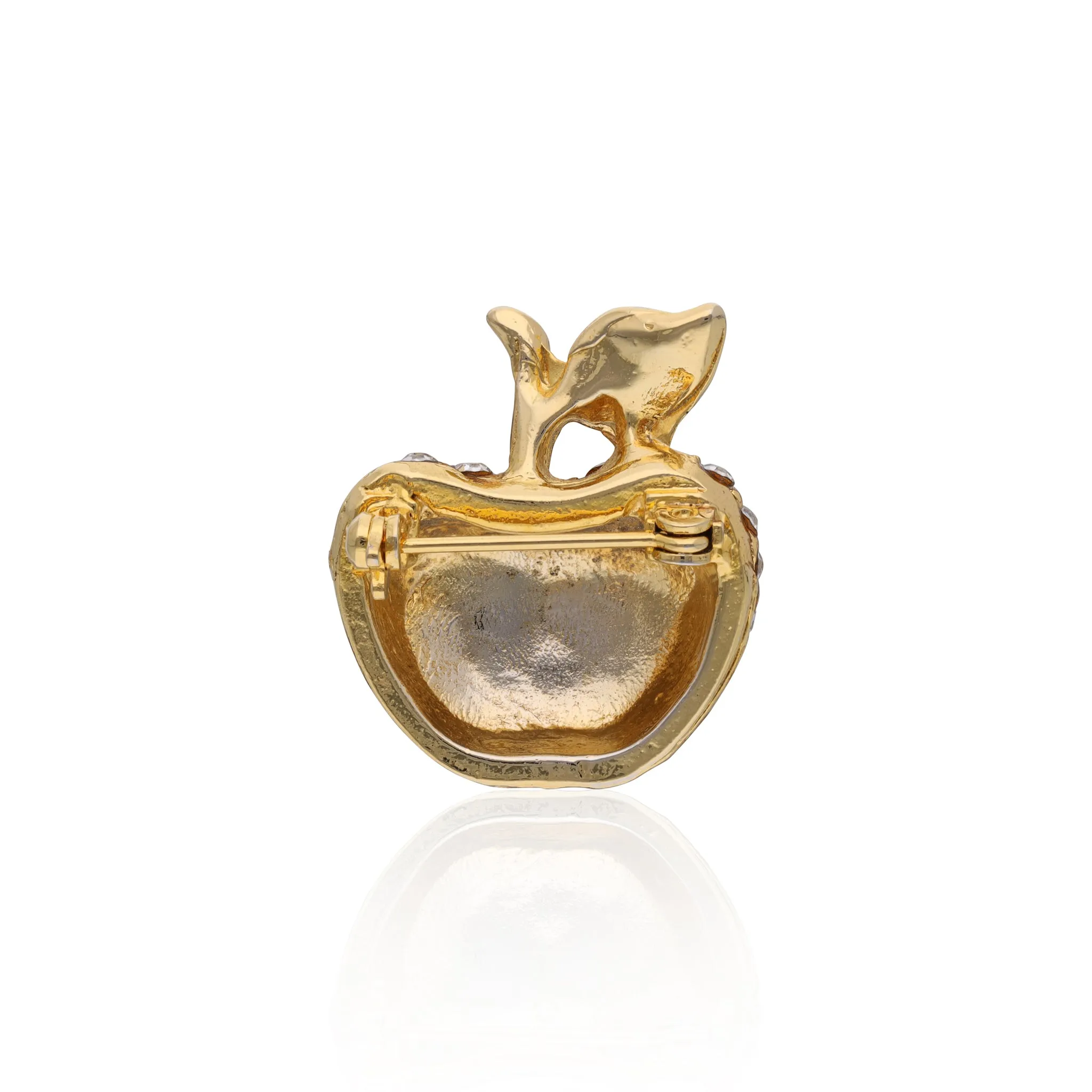 Retro Costume Apple Brooch Pin With Rhinestones