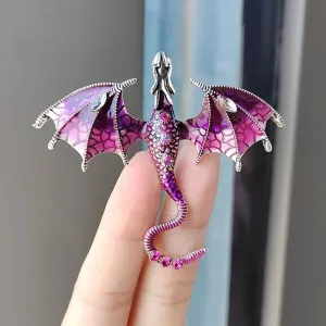 Retro Oil Painting Enamel Dragon Brooches For Women Men Clothing Suit Fashion Rhinestone Animal Brooch Jewelry Gifts
