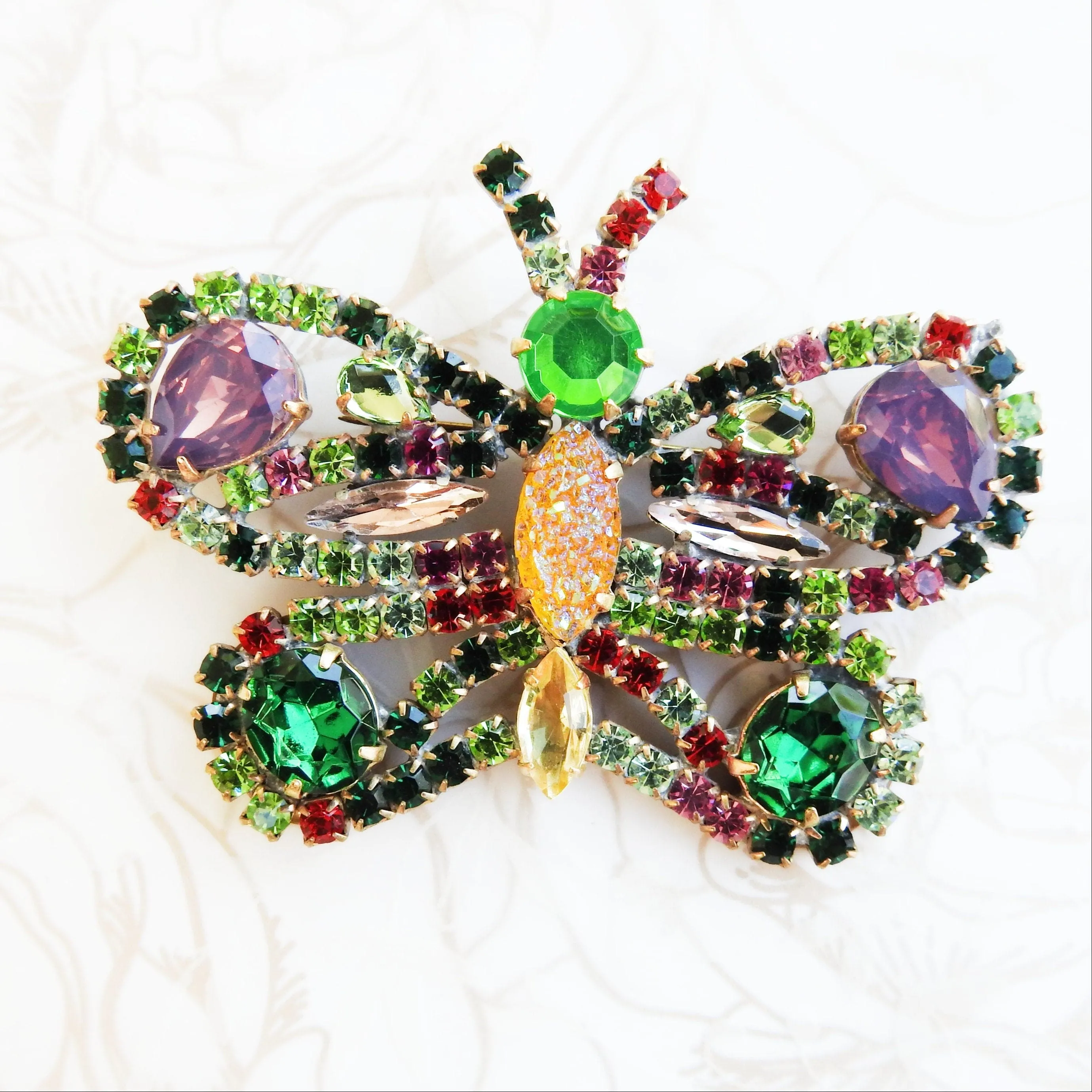 Rhinestone butterfly brooch