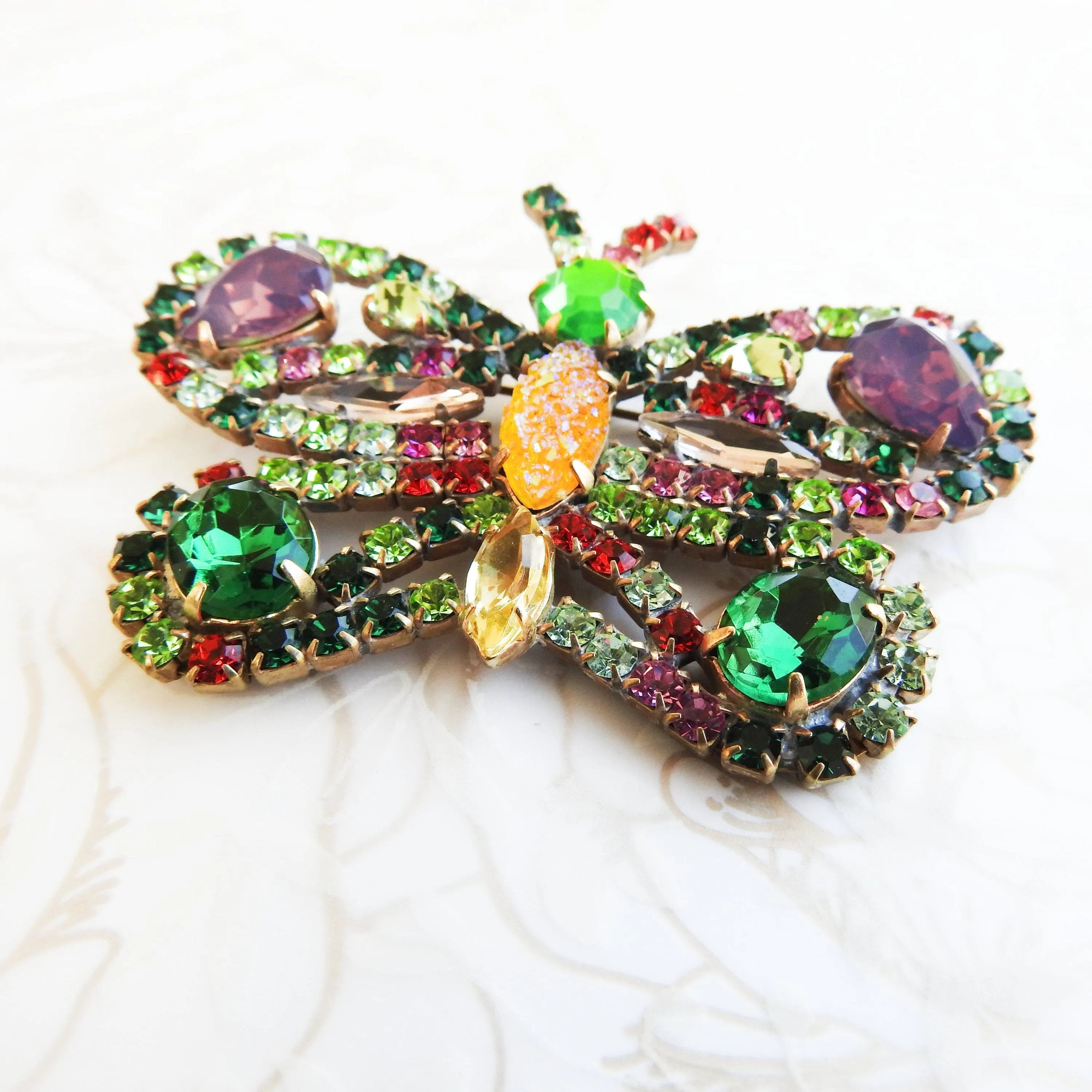 Rhinestone butterfly brooch