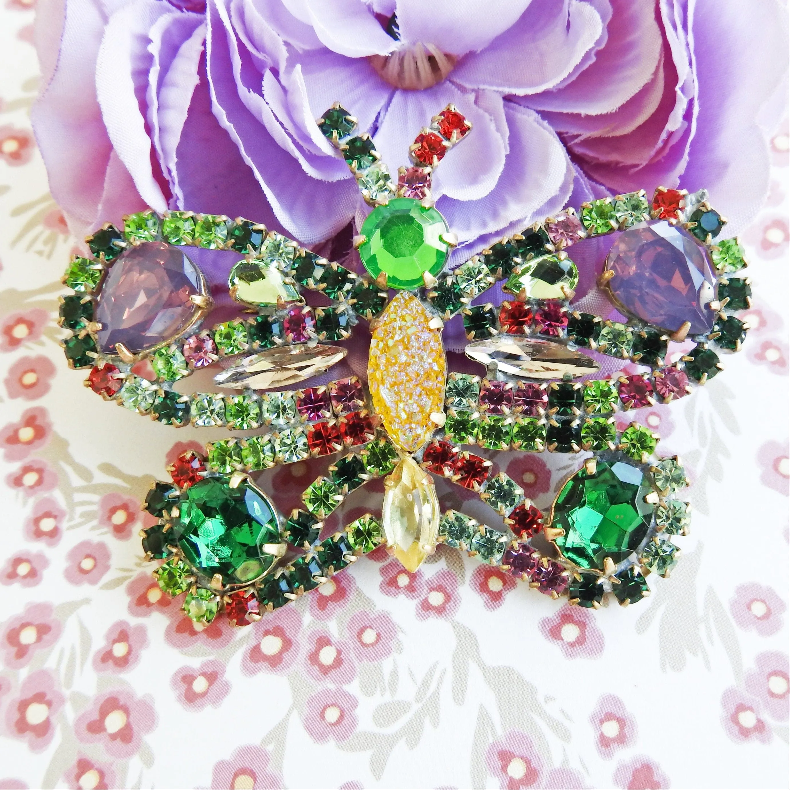 Rhinestone butterfly brooch