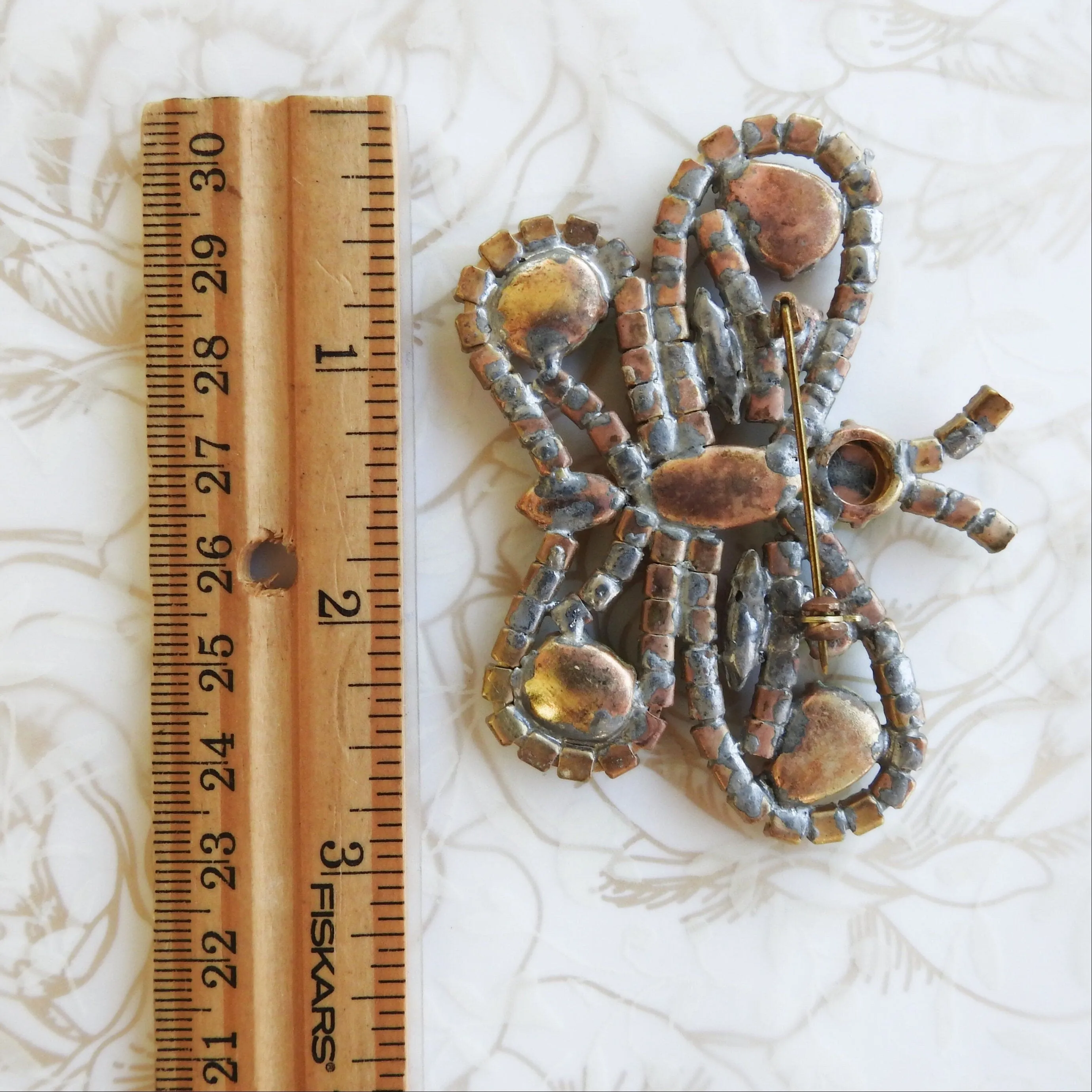 Rhinestone butterfly brooch