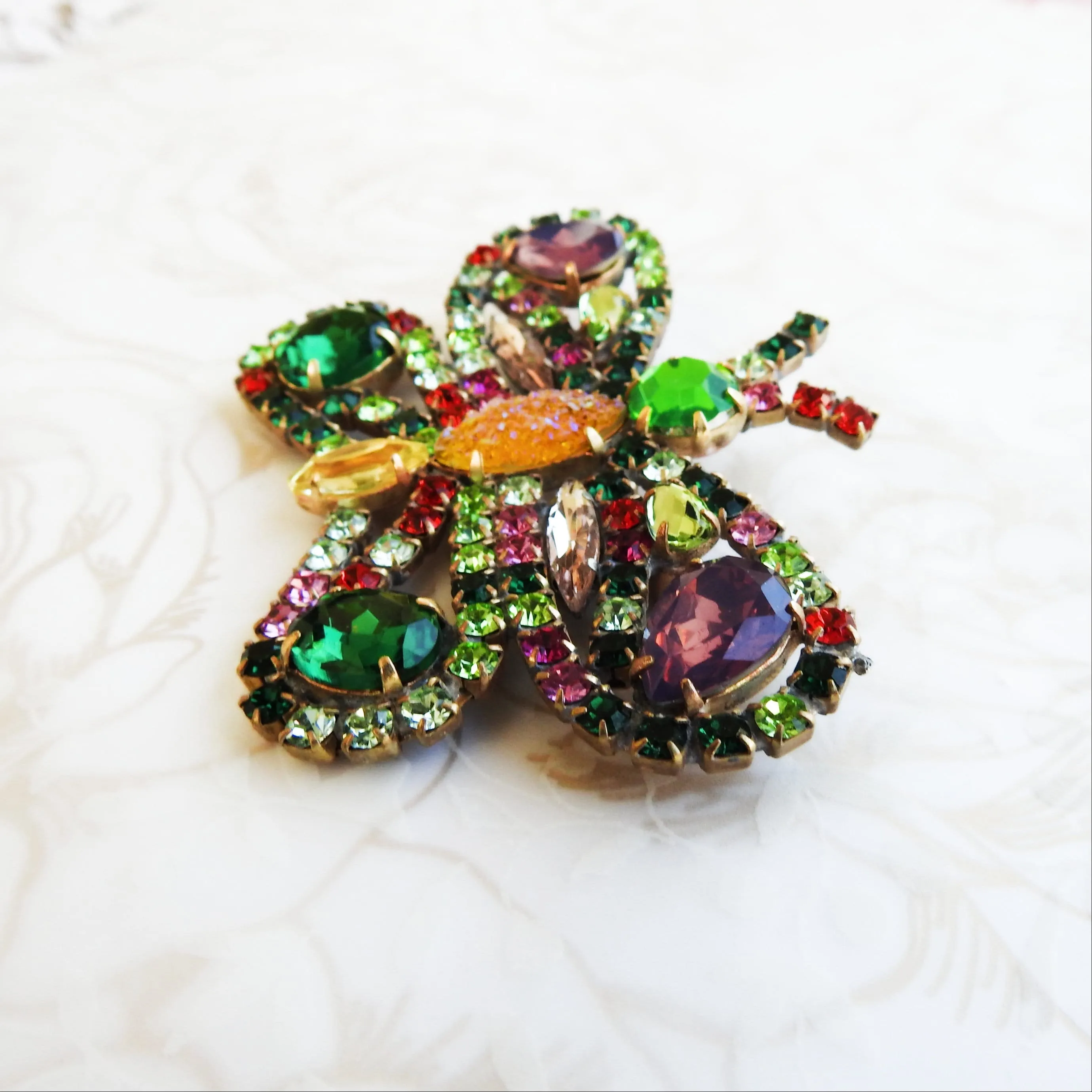 Rhinestone butterfly brooch