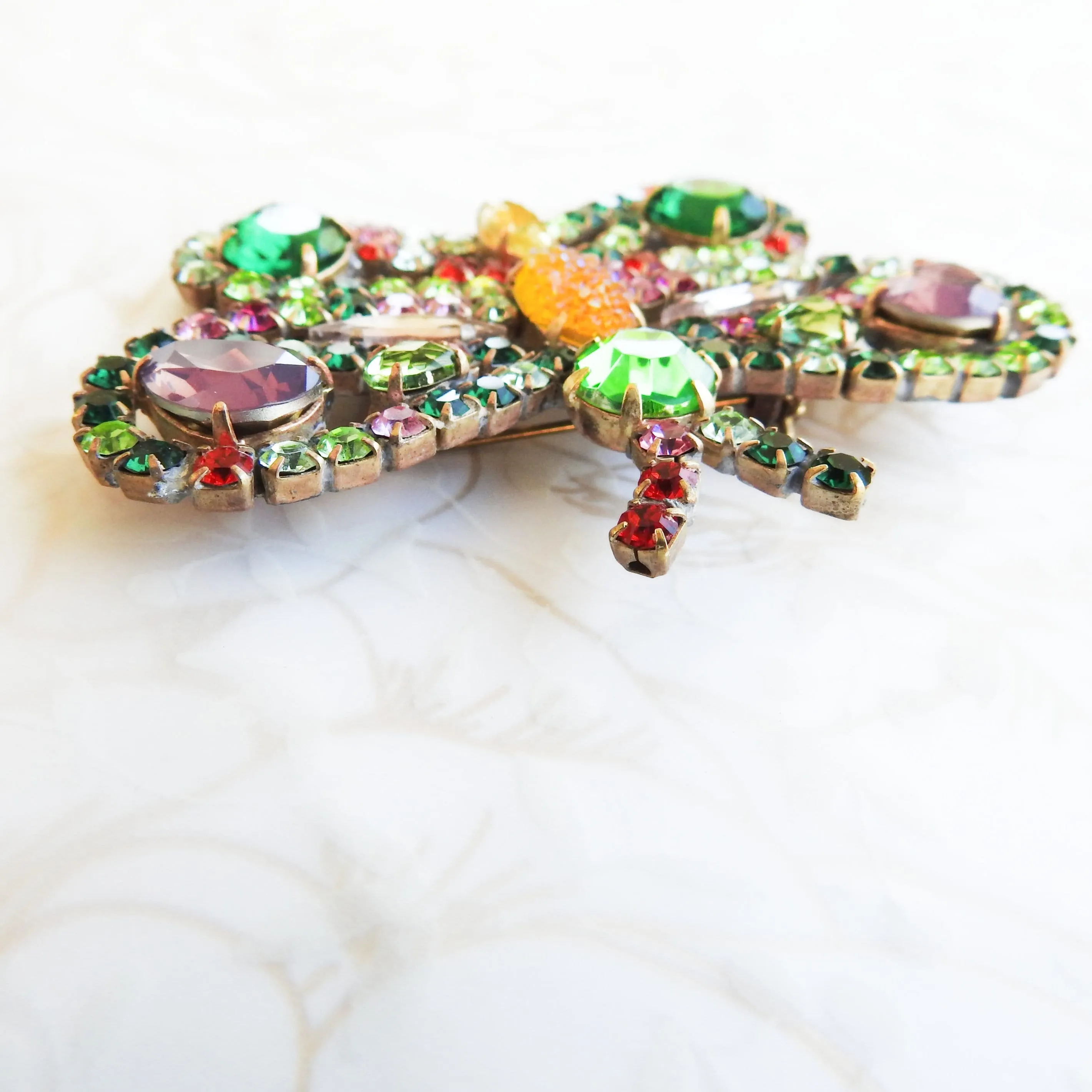 Rhinestone butterfly brooch