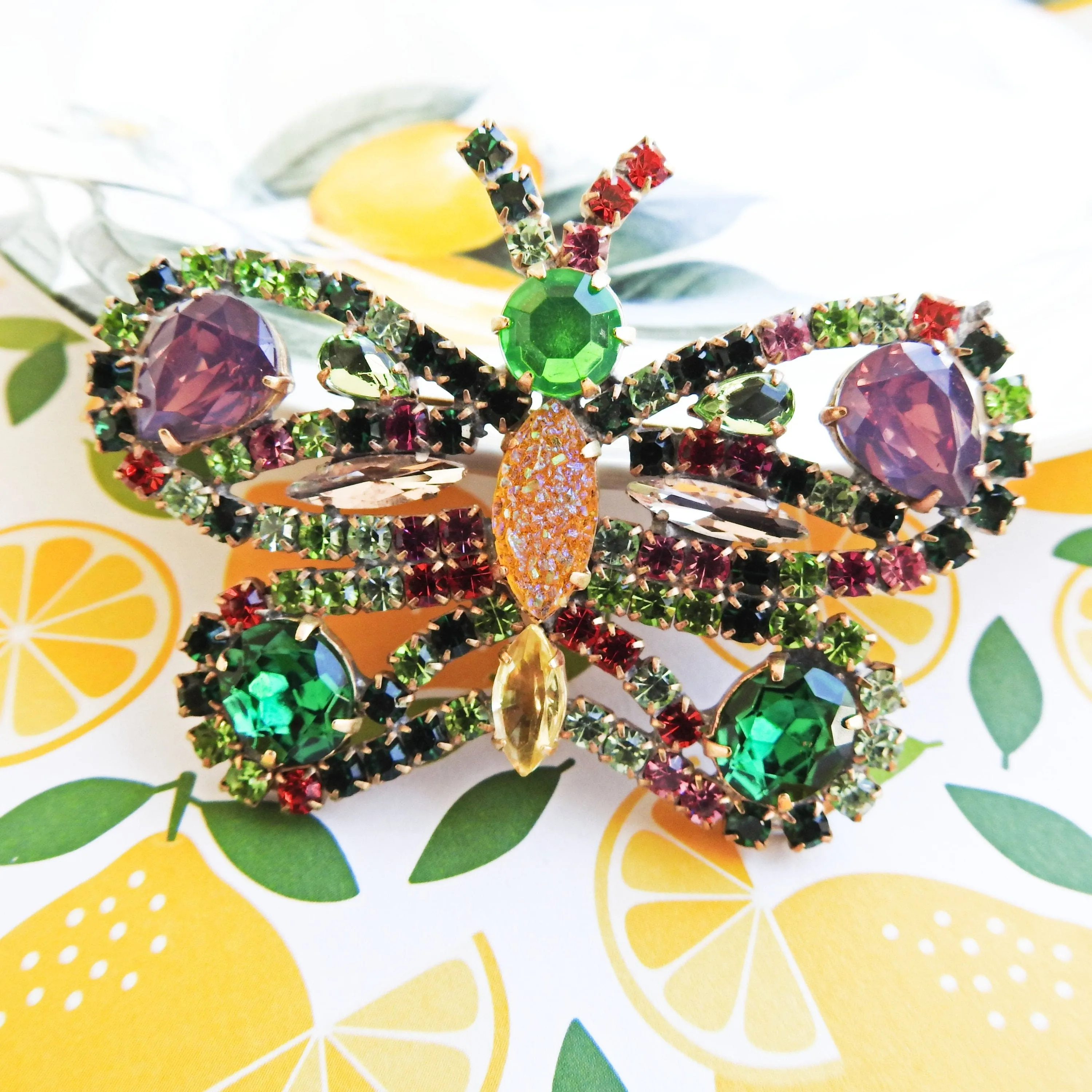 Rhinestone butterfly brooch