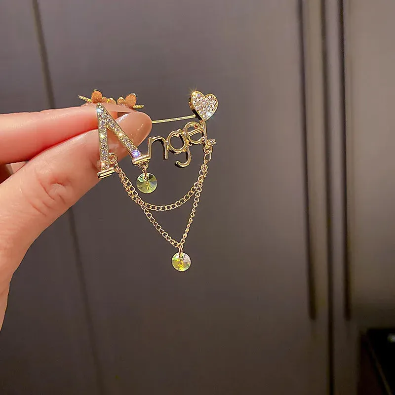 Rhinestone Queen Brooches For Women Crown Letters Party Office Brooch Pins