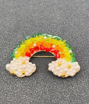 Rhinestone Rainbow Brooch