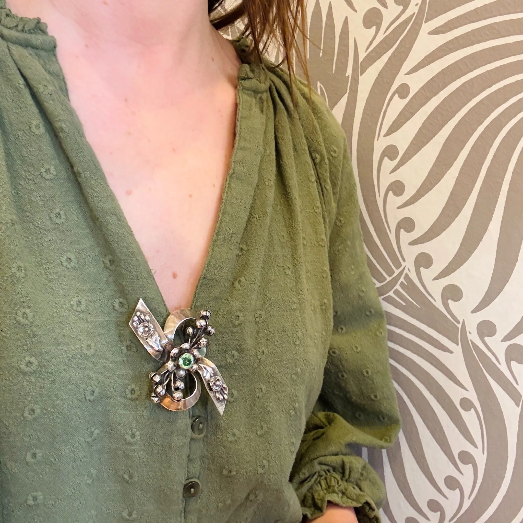 Ribbons & Flowers Sterling Silver Brooch from Hobé