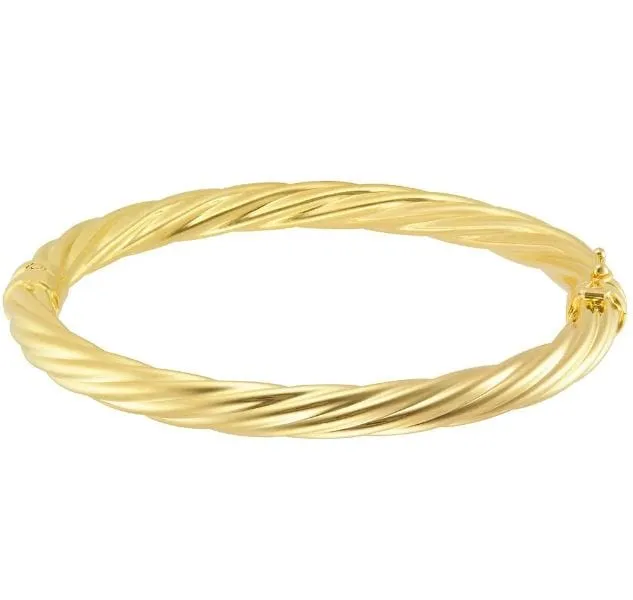 Rich 10K Yellow Gold Hinged Twist Bangle