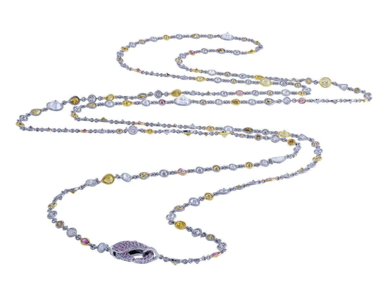 Rivière Platinum 23ct Multicolor Diamond Necklace