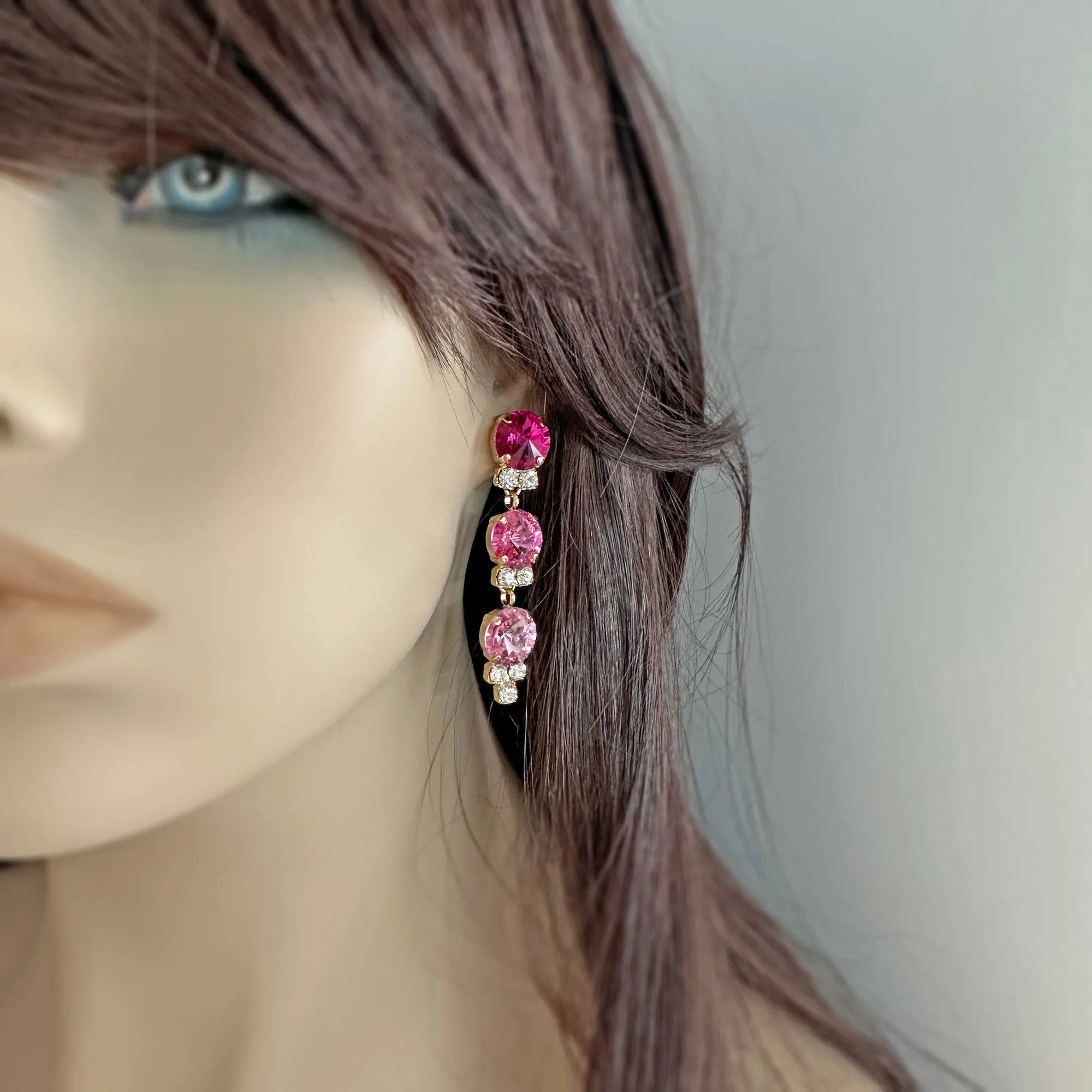 Rivoli Stiletto Post Earrings • Pink Ombre