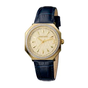 Roberto Cavalli Ladies Watch With Blue Leather Strap