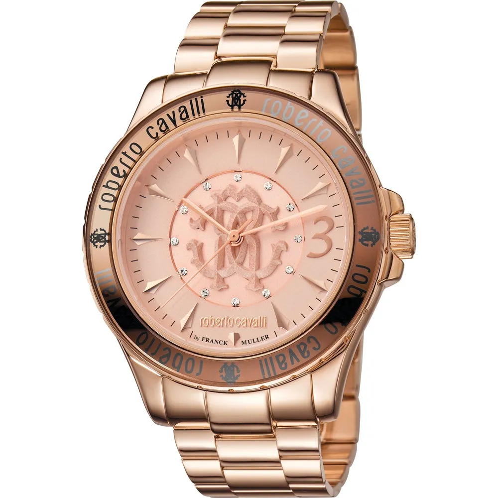 Roberto Cavalli Men'S Watch With Ip Rose Gold Bracelet