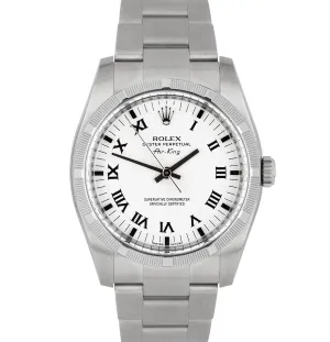 Rolex Air-King Oyster Perpetual Steel White Roman 114210 34mm Watch 114200