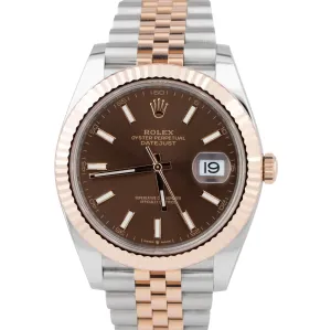 Rolex DateJust 41 Rose Gold Chocolate Two-Tone Jubilee 126331 Watch NEW CARD B P