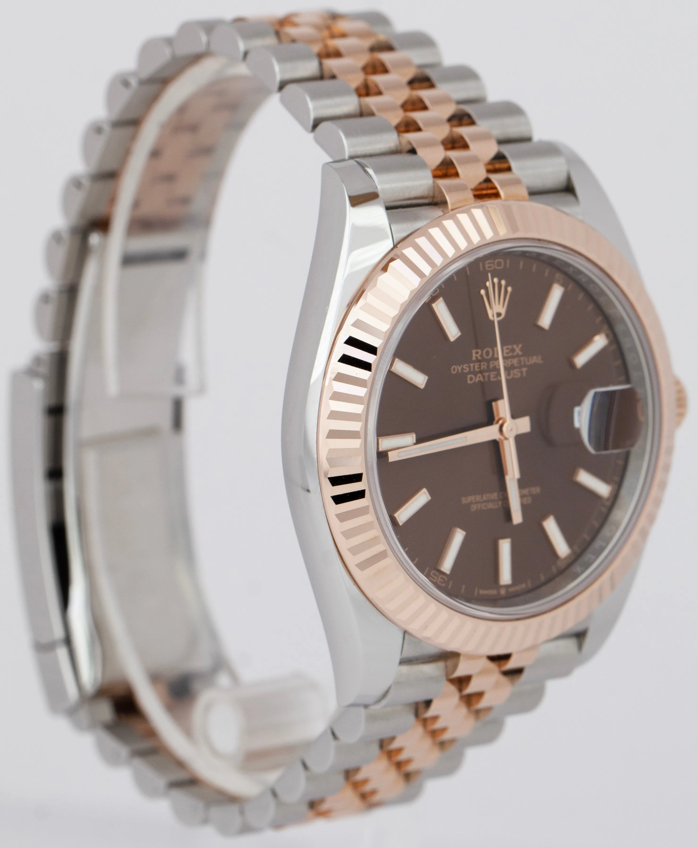 Rolex DateJust 41 Rose Gold Chocolate Two-Tone Jubilee 126331 Watch NEW CARD B P