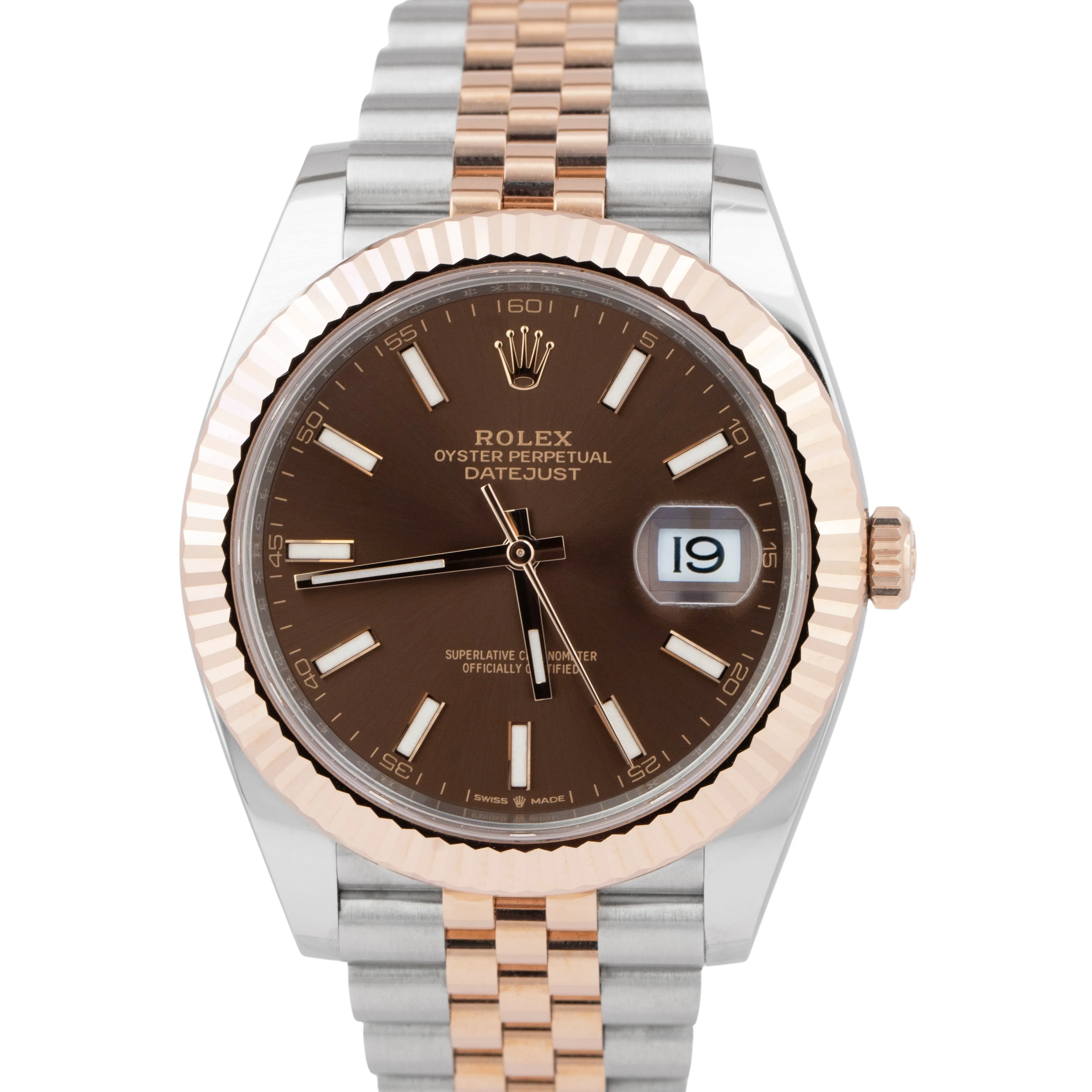 Rolex DateJust 41 Rose Gold Chocolate Two-Tone Jubilee 126331 Watch NEW CARD B P