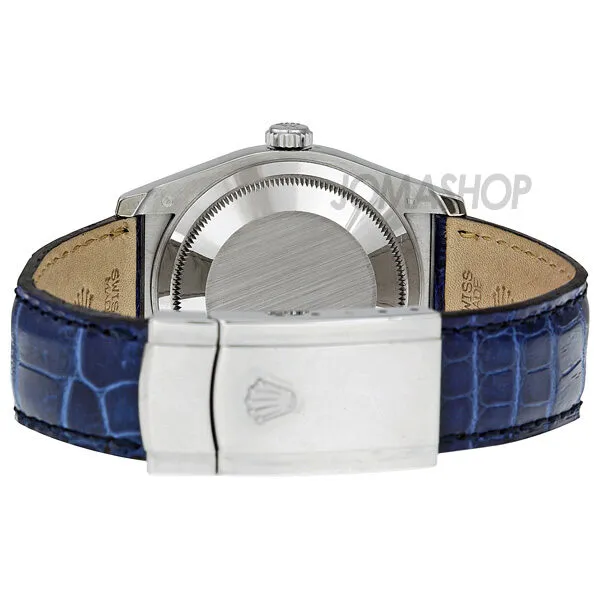 Rolex Datejust Blue Dial 18k White Gold Case Blue Leather Men's Watch 116139BLSL