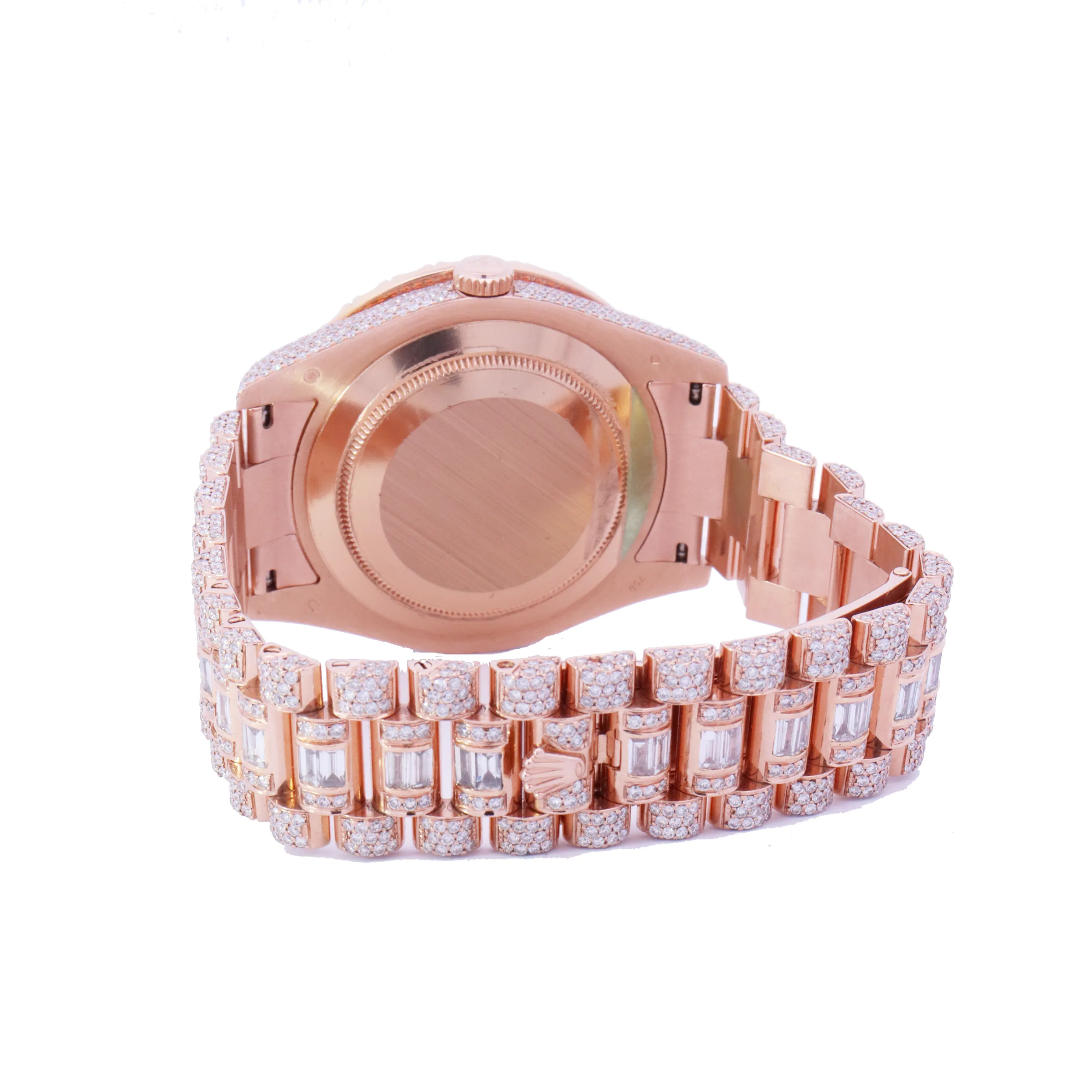 Rolex Day Date Rose Gold 41mm Completely Iced Out Roman Pave Diamond Dial Watch | Ref# 218235
