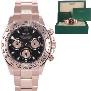 Rolex Daytona 18k Rose Gold 116505 18k Black Dial Chrono Watch Box