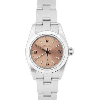 Rolex Oyster Perpetual 24mm Pink Arabic Oyster NO-HOLES CASE Watch 76080 B P
