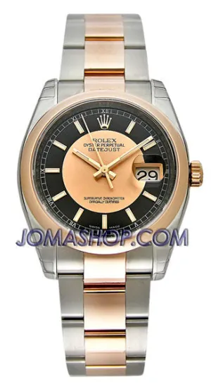 Rolex Oyster Perpetual Datejust 36 Black and rose Dial Stainless Steel and 18K Everose Gold Bracelet Automatic Men's Watch 116201BKPSO