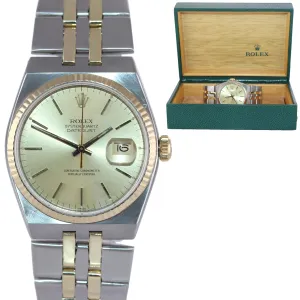 Rolex OysterQuartz DateJust 17013 Two-Tone Gold Steel Champagne Integral Watch