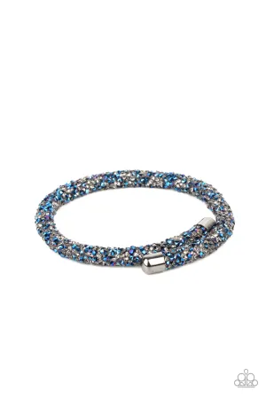 Roll Out The Glitz - Multi - Blue and Smoky Rhinestone Paparazzi Coil Bracelet