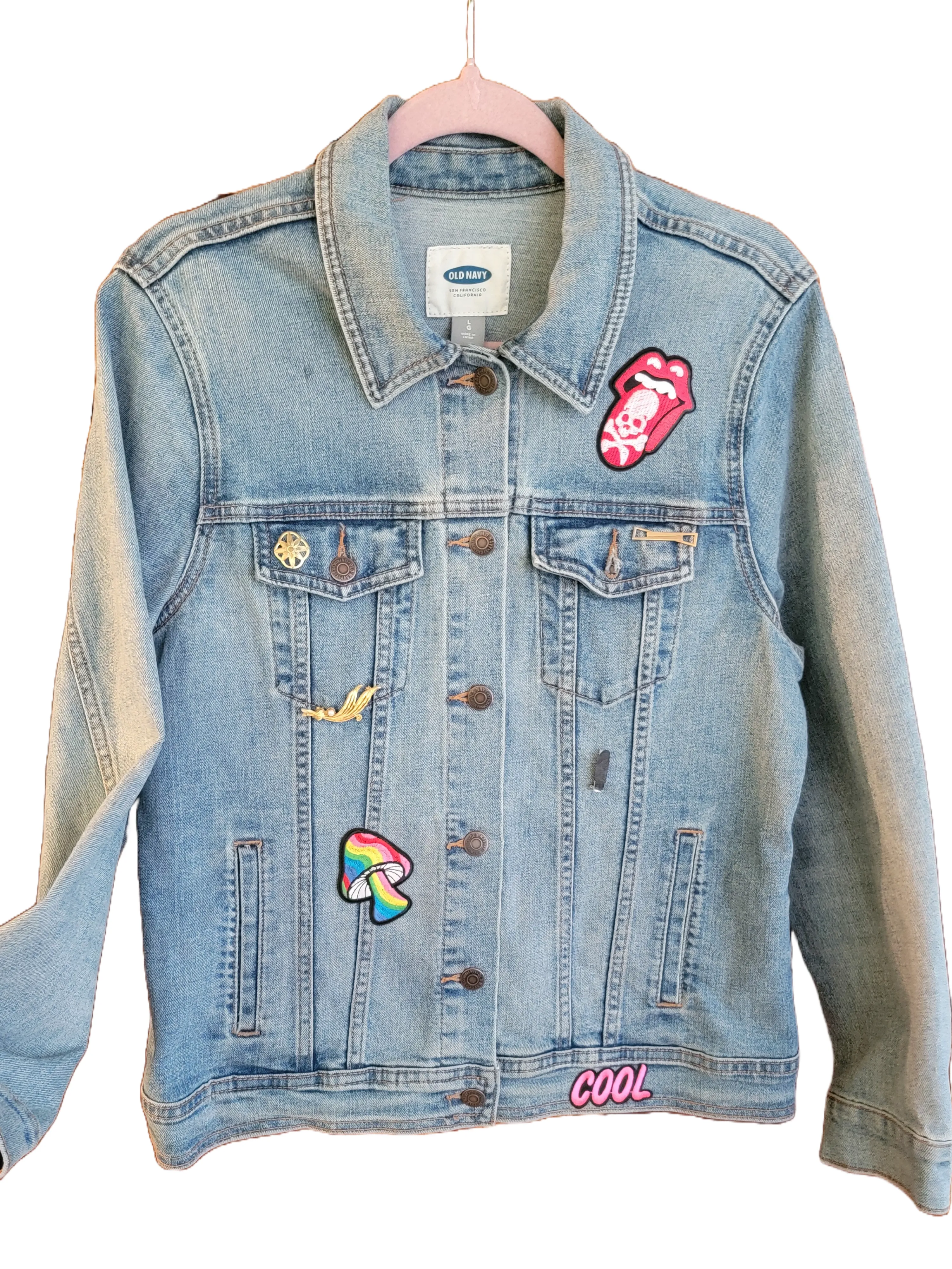 Rolling Stones Upcycled Denim Jacket