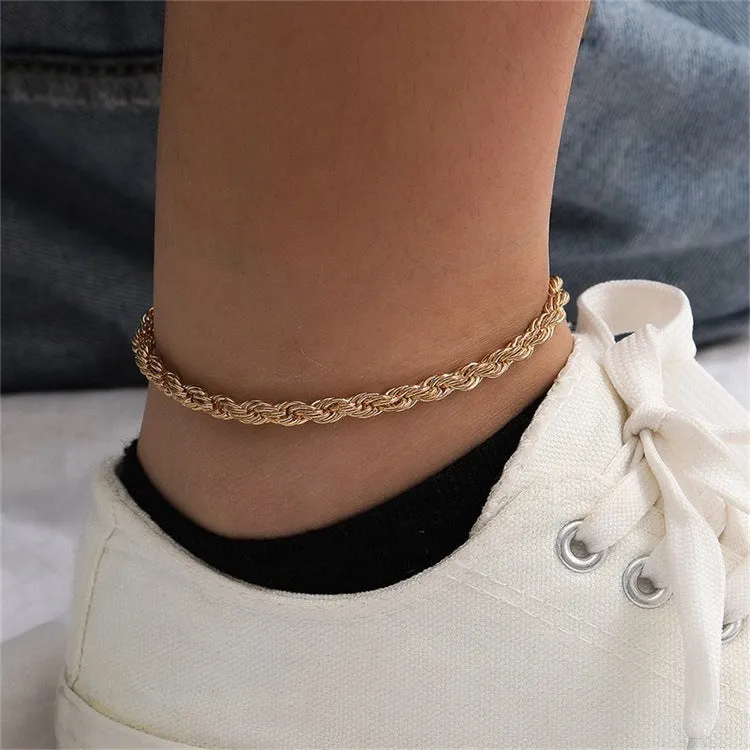 Rose Gold 14k Gold-plated Stainless Steel Twist Anklet