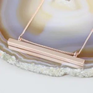Rose Gold Plated Horizontal Bar Pendant Necklace