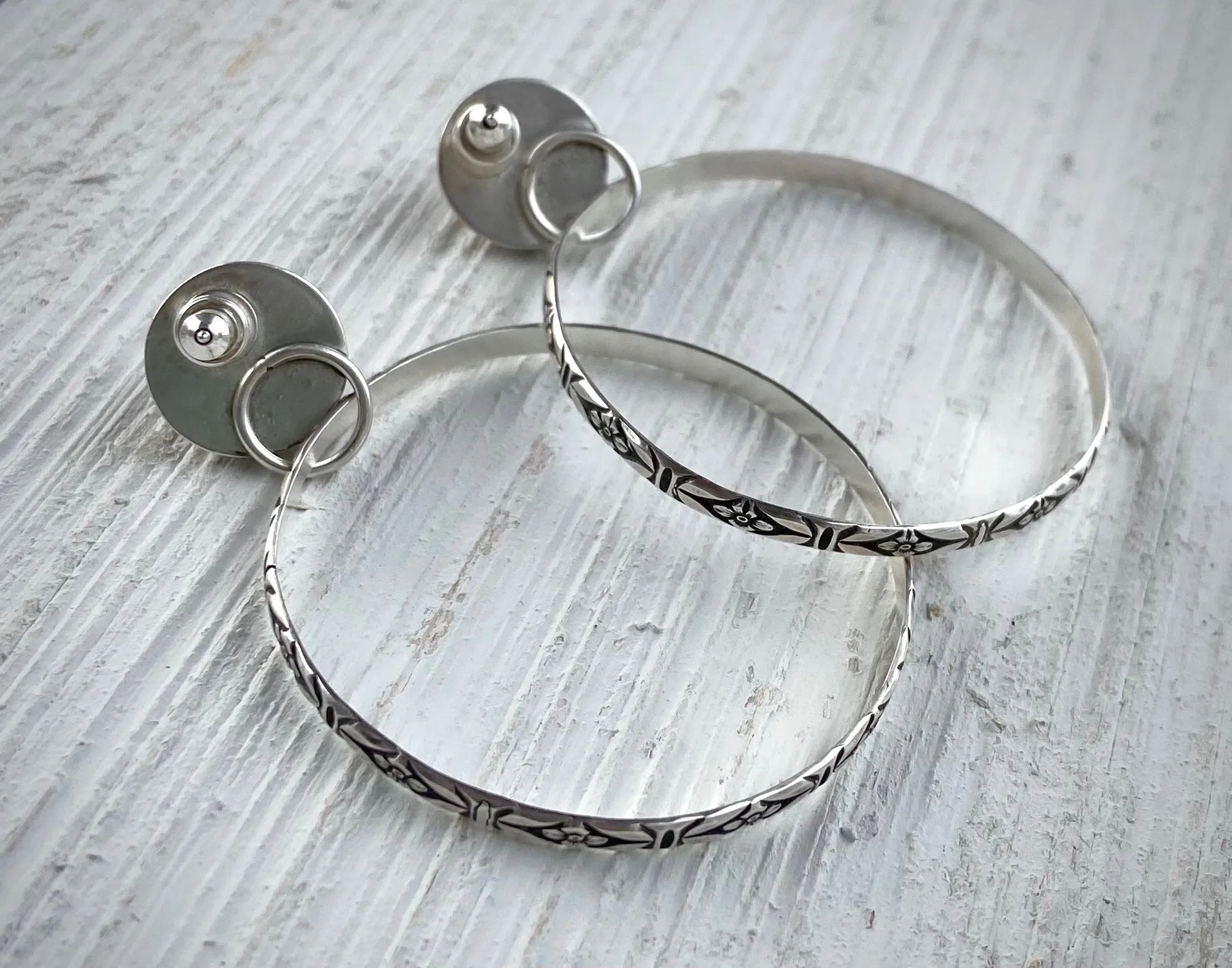 Rose Quartz Floral Hoops