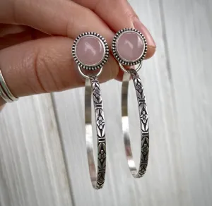 Rose Quartz Floral Hoops