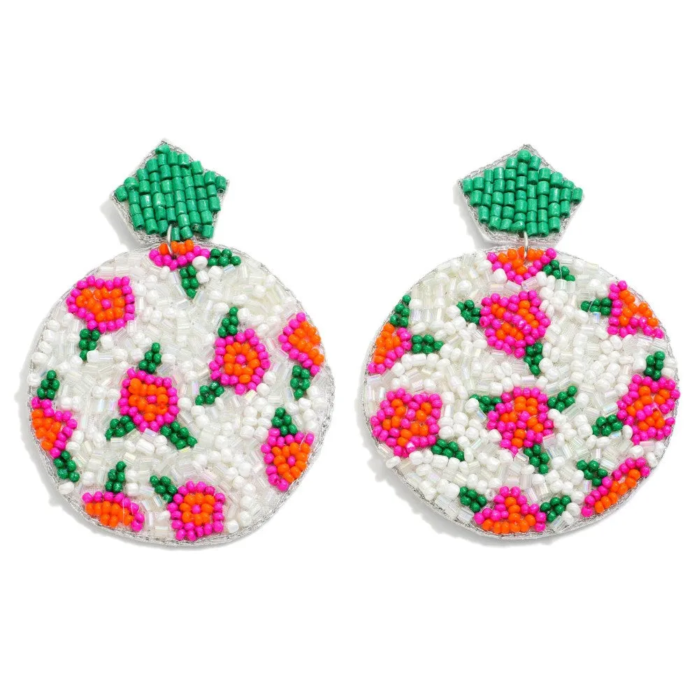 Rose Statement Seed Beaded Circle Earrings
