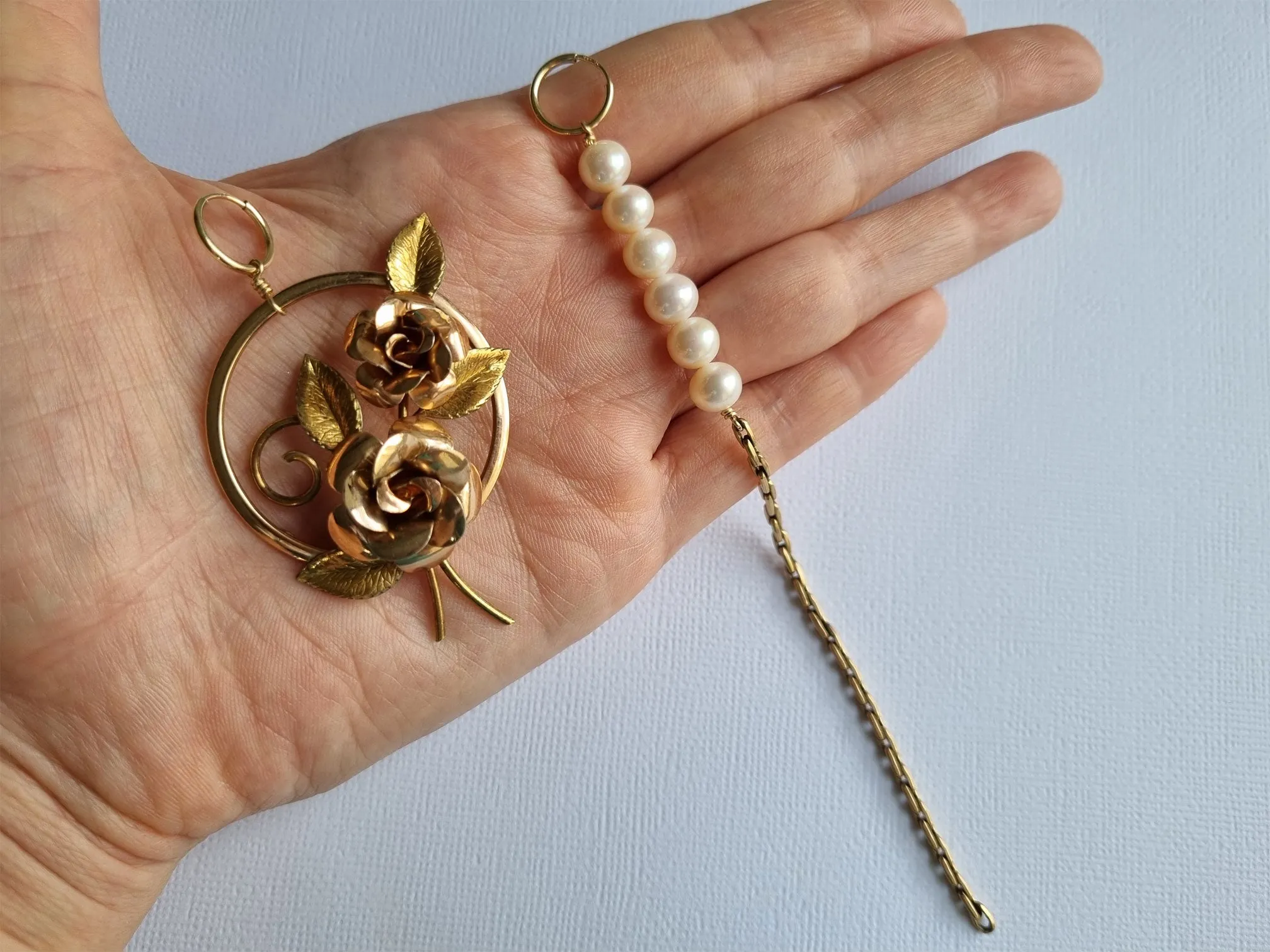 roses and pearls | asymmetric earrings