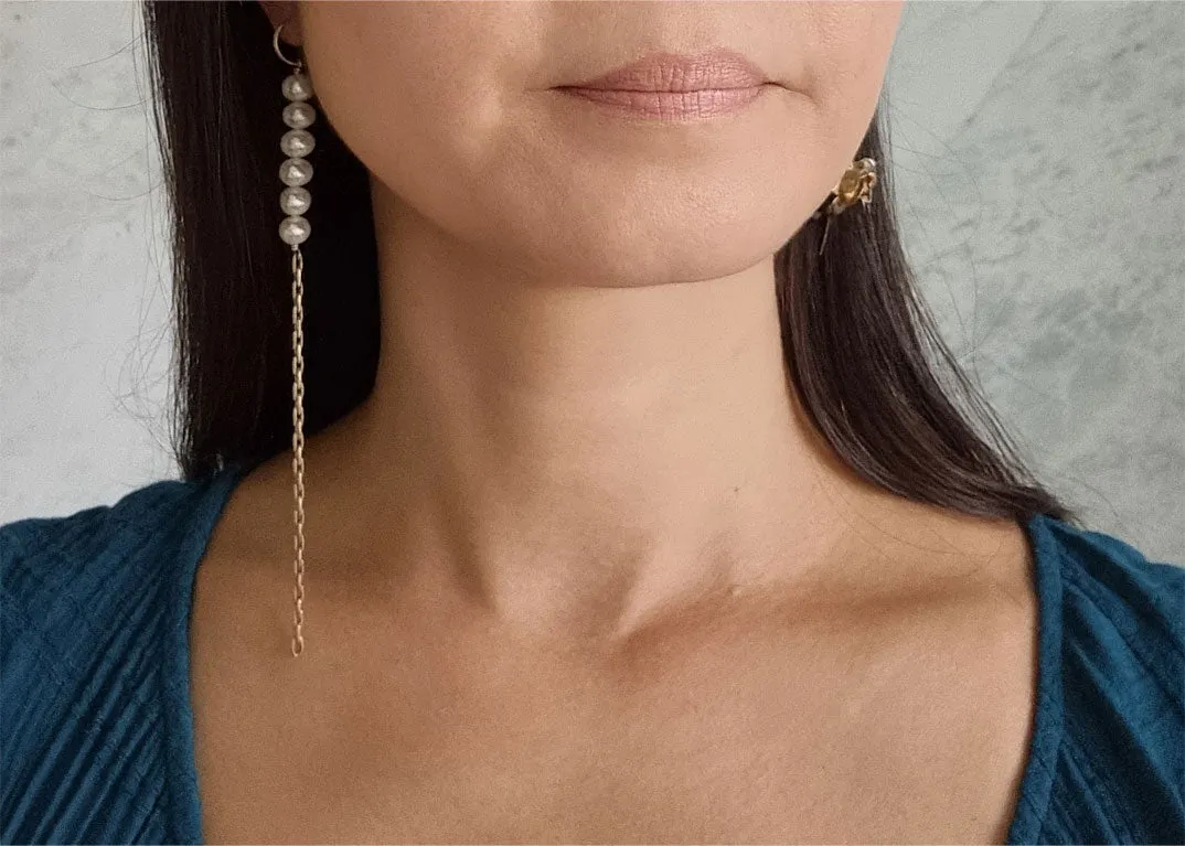 roses and pearls | asymmetric earrings