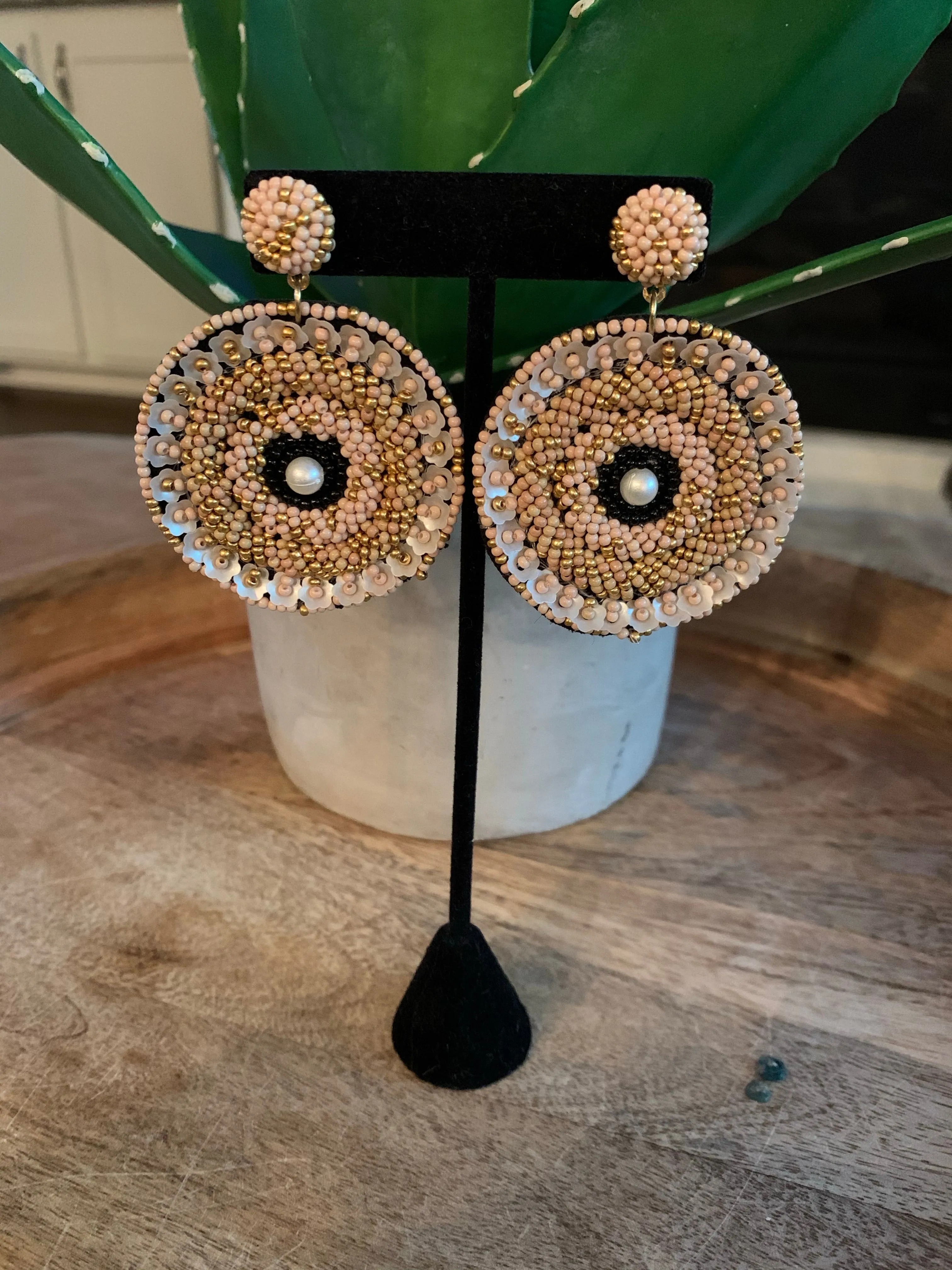 Round Beaded Earrings