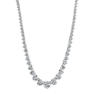 Round Cut Platinum 31.17ct Riviera Diamond Tennis Necklace (Pre-Order)