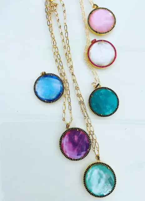 Round Pendant - Aqua blue