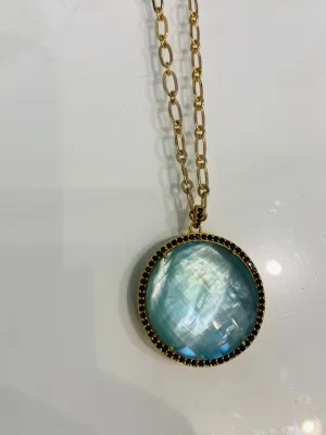 Round Pendant - Aqua blue